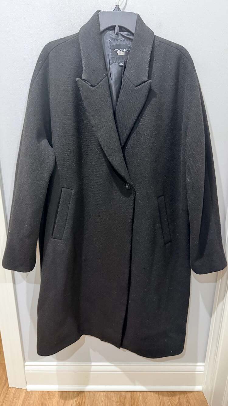 Madewell Wool Blend Cocoon Coat Size 14 Black